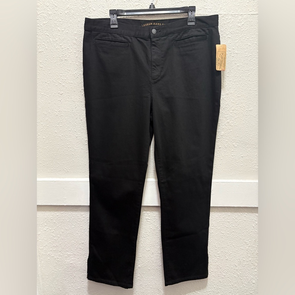 Lauren Jeans Co. Ralph Lauren Black Manhattan Straight Leg Jeans NEW Size 14